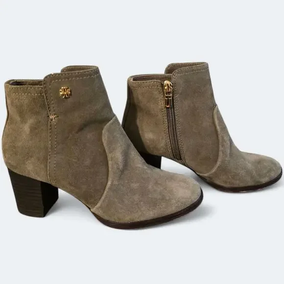 Tory Burch Ankle Boots Green Suede Size 6 - Picture 2 of 5